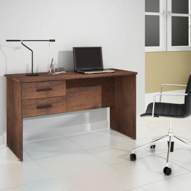 Imagem de Mesa para Escritório Escrivaninha com 2 Gavetas Café - Full Economize