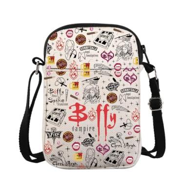 Imagem de Bolsa tiracolo inspirada em mercadorias BTVS Buffy, a Caçadora de Vampiros, bolsa mensageiro, presente de programa de TV dos anos 90, presente da personagem Buffy Vampire, Buffycrosss