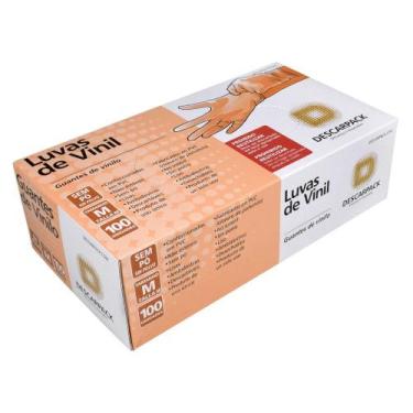 Imagem de Luva de Vinil Descartável M sem Pó - 100 Unidades Descarpack