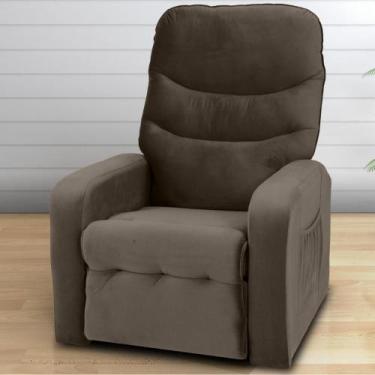 Imagem de Poltrona Reclinável para Descanso Julia Veludo Marrom - CasaH