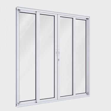 Imagem de Porta de Alumínio Balcão 215x200 4 folhas com Vidro Liso Lucasa Alumínio
