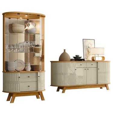 Imagem de Aparador para Sala Buffet Mônaco e Cristaleira Moss Cumaru Opala – Madetec