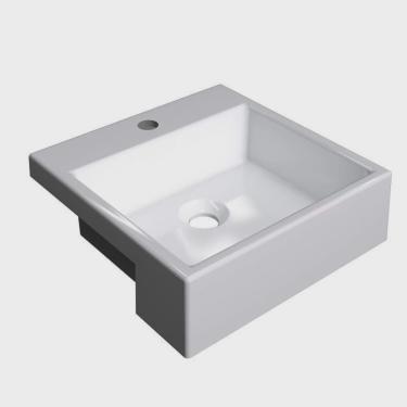 Imagem de Kit 2 Cubas de Semi Encaixe para Banheiro Xq355 Quadrada Compace Branco