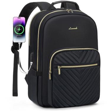Imagem de Mochila para laptop LOVEVOOK para mulheres 15,6" impermeável preta