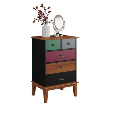 Imagem de Cômoda 5 Gavetas Preto Color