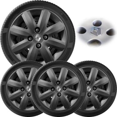 Imagem de 4X Calota Clio Logan Sandero 2007 A 2013 Aro 14 Grafite