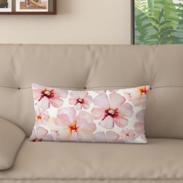 Imagem de Sladjana [Estilo idílico] Capa de almofada impressa digital tipo linho - estampa floral rosa dupla face, design com zíper invisível (50,8 x 71 cm, FSWM-D)
