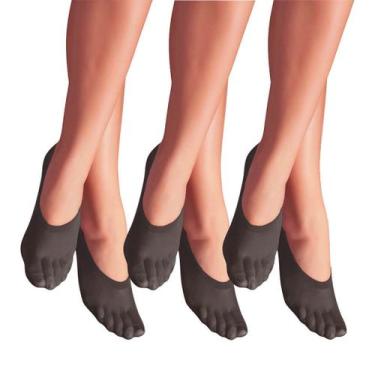 Imagem de Kit 6 Pares Meia Feminina Sapatilha Invisível Fio 40 - Selene, Preto