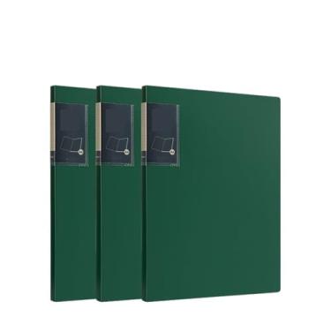 Imagem de Pastas de Arquivo Pasta A4 PP com 3 peças e inserções transparentes, livro de dados de 30 páginas, organizador de documentos de contrato multicamadas Organizador de Arquivos(Green)