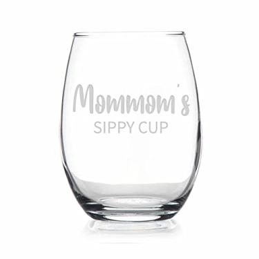 Imagem de HTDesigns Copo de vinho sem haste Mommom's Sippy Cup - Presente de Dia das Mães - Presente de Primeira Vez para Mamãe