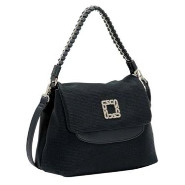 Imagem de Bolsa de Ombro e Transversal Feminina Clássico Elegante Duas Divisórias Espaçosa Com Corrente Chenson Preto