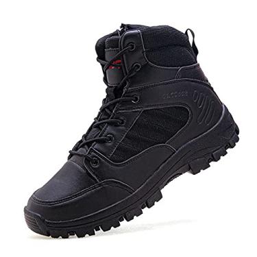 Imagem de Sapatos de combate cano alto, Botas militares camuflagem para o deserto selva ao ar livre, adequados para atividades ao ar livre, lazer, trabalho, caminhada, caminhada,(Black,45 EU)