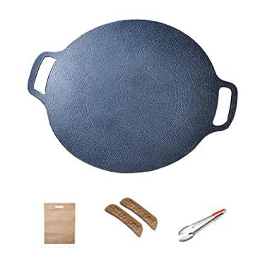 Imagem de Frigideira coreana para churrasco antiaderente redonda assadeira para churrasqueira para fogão doméstico ao ar livre grelhadores de 30 cm