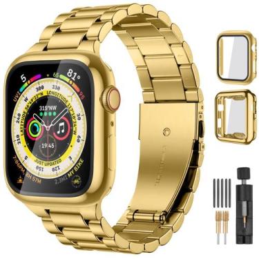 Imagem de Pulseira de relógio Lerobo Metal Chain para Apple Watch Series 9 45 mm