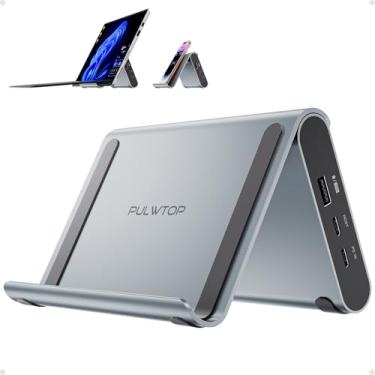 Imagem de PULWTOP Estação De Encaixe Usb C Para Dois Monitores Para Microsoft Surface Pro/Go 11/10/X/9/8/7, Dois Monitores Com 2 X Hdmi 4K, 3 X Usb-C/A 10 Gbps, 2 X Usb-A 5 Gbps, Usb-2.0, Ethernet, Pd Para Ta