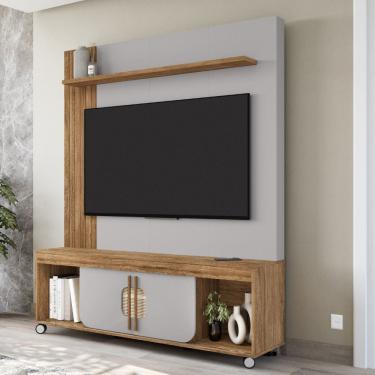 Imagem de Estante Home Frisado para TV Até 75 Polegadas 2 Portas com Rodízios Maragogi Bechara