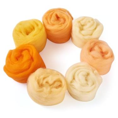 Imagem de Spritewelry Agulha de feltragem de 35 g, lã amarela, para feltragem de agulhas, multicolorida, macia, para feltragem, artesanato, suprimentos de fiação manual