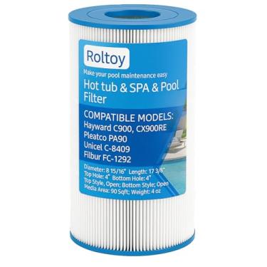 Imagem de Filtro de piscina compatível com Hayward CX900RE, C900, Pleatco PA90, Unicel C-8409, C-8409RA, C-8411, C-8311, Filbur FC-1292, FC-1292, Sta-Rite PXC95, 25230-0095S, 90 m². pés, pacote com 1