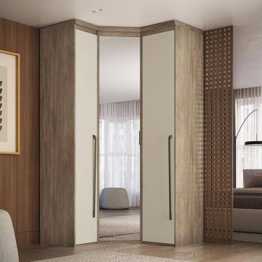 Imagem de Guarda-roupa de Canto Obliquo Espelho 3 Portas Mdf Lotus 