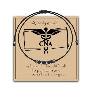 Imagem de MAOFAED CNA Morse Code Braelet, presente certificado de assistente de enfermeira, presente de agradecimento CNA, um Cna realmente ótimo é difícil de encontrar, Aço inoxidável, Sem Pedra Preciosa