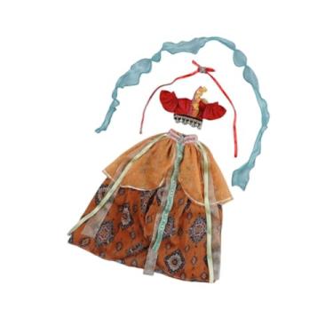 Imagem de YIJU Vestido de boneca de roupas de boneca decoração de moda em miniatura em miniatura, coordenação feita à mão fofa para roupas de presente de aniversário , Ruffles Vermelhos