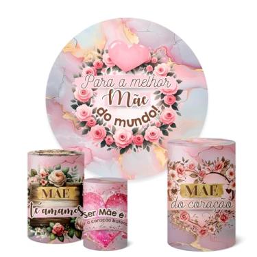 Imagem de Trio Capas Cilindro + Painel Redondo Sublimado 1,50m Dia Das Mães (K1MAE018)