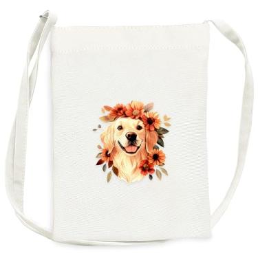 Imagem de BJDAMAI Mini bolsa de lona para adolescentes e meninas, pequena bolsa com alça de ombro para celular, chaves, batom, moeda!, Golden Retriever