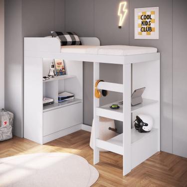 Imagem de Cama Infantil Alta Multifuncional com Estante e Escrivaninha Amsterdam Art in Móveis