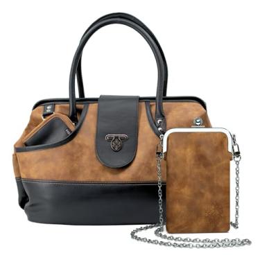 Imagem de Bolsa esportiva feminina, Bolsa esportiva marrom com estojo de óculos marrom, Bolsa esportiva macia com Dr. Abertura da bolsa