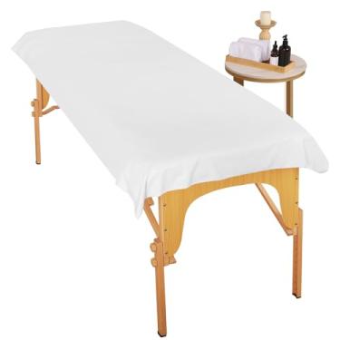 Imagem de Almofada de depilação para cama de esteticista – Capa de mesa de massagem de couro PU impermeável com tiras elásticas, capa de cama de cílios limpa e reutilizável, branca, 198 cm x 90 cm