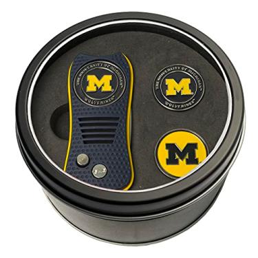 Imagem de Team Golf Conjunto de presente NCAA Michigan Wolverines Switchblade Divot Tool com 3 marcadores magnéticos de bola dupla face, design patenteado de ponta única, causa menos danos a verdes, mecanismo Switchblade, cor da equipe