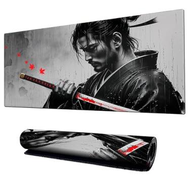 Imagem de Mouse Pad Gamer Samurai tinta e carvão Speed Extra Grande Profissional 90x40 x3mm Bordas Costuradas e Base Emborrachada e Antiderrapante (1)