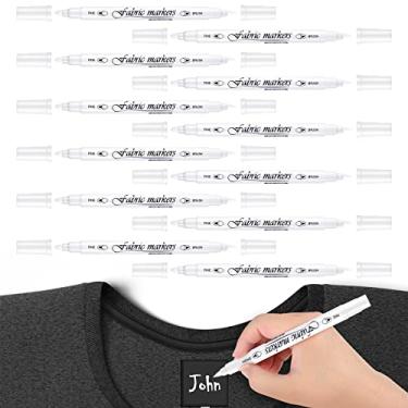 Imagem de Tinlade Marcadores de tecido para roupas, marcadores permanentes de tinta de tecido duplo, kit de canetas de tecido faça você mesmo sem derramamento, canetas marcadoras de arte de ponta dupla para