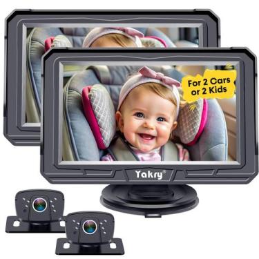 Imagem de Câmera de carro de bebê Yakry HD 1080P, pacote com 2 câmeras