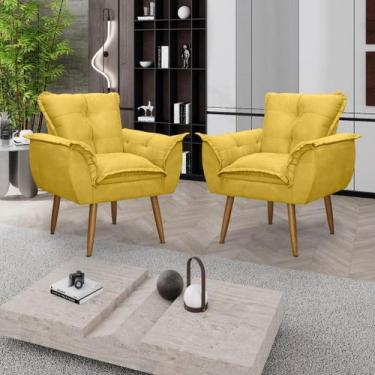 Imagem de Kit 02 Poltronas Decorativas Opala Lux Sala Recepeção Amarela - Visan 