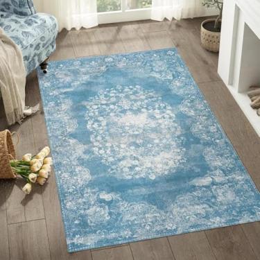 Imagem de Tapete floral leve e luxuoso para sala de estar, sofá, cobertor, mesa de centro, tapete para quarto, fácil de cuidar (120 x 200 cm, 47 x 79 polegadas/WSJR-12)