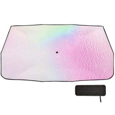 Imagem de Bloqueador solar holográfico gradiente arco-íris para proteção de isolamento térmico de para-brisa de carro viseira de sol para caminhão guarda-chuva de sombra de carro 147 x 75 cm