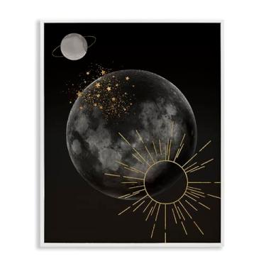 Imagem de Stupell Industries Galáxia planetária minimalista branca emoldurada giclée design de arte por Daniela Santiago, 61 x 76 cm