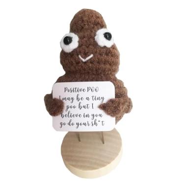 Imagem de Fxkoolr Funny Positive Poo Gift with Positive Card Wooden Base for Women Best Friend Birthday Housewarming Coworkers Employees (Coffee Poo)