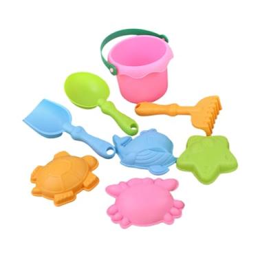 Imagem de menolana 8 peças de brinquedos de praia, ferramentas de areia para brincar, balde, pá e ancinho fáceis de transportar, conjunto de brinquedos de areia para, Rosa