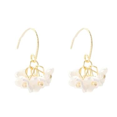 Imagem de Lindos brincos de lírio branco do vale, acessórios banhados a ouro, pingentes de flores para mulheres, joias pequenas, presentes de aniversário, festa, Medium, Metal, Sem pedra preciosa