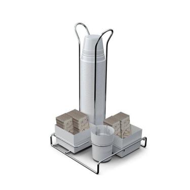 Imagem de Suporte De Mesa Para Sachê Com Porta Copos - Stolf Branco