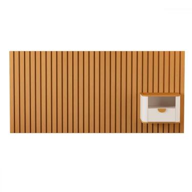 Imagem de Cabeceira Queen Buriti 1 Gaveta Ripado Off White/Natural - Jb Bechara