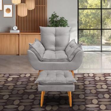 Imagem de kit 1 poltrona Emily +puff descanso para os pés (cinza)