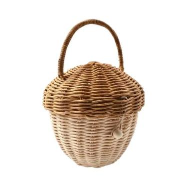 Imagem de Cesta De Vime De Rattan Tecida À Mão, Organizador De Brinquedos Infant