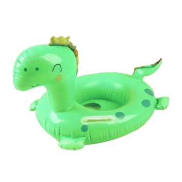 Imagem de Boia Dinossauro Infantil +8 Meses Bote Com Alça e Fralda Infantil para Piscina Rosa Azul Verde (Verde 1)