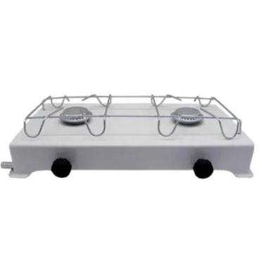 Imagem de Fogão Fogareiro Branco 2 Bocas Camping Portátil A Gás