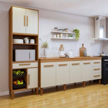 Imagem de Cozinha Compacta Campo Grande 7 Portas 4 Gavetas Branco - Kaiki Móveis