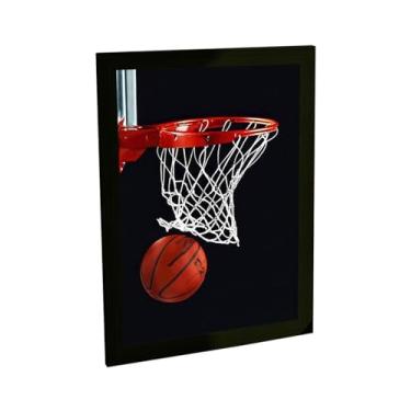 Imagem de Quadro Decorativo Basquete Ilustração Cesta Escuro Decoração Poster Quarto Sala