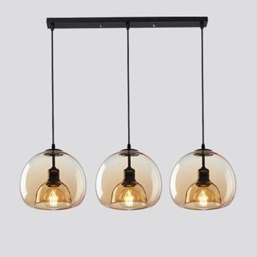 Imagem de Lâmpada de vidro pingente de triplo interior Luzes pendentes de vidro criativo Sala de estar da sala de jantar Ilha da ilha de lustre moderno altura do teto ajustável lustre, âmbar, um